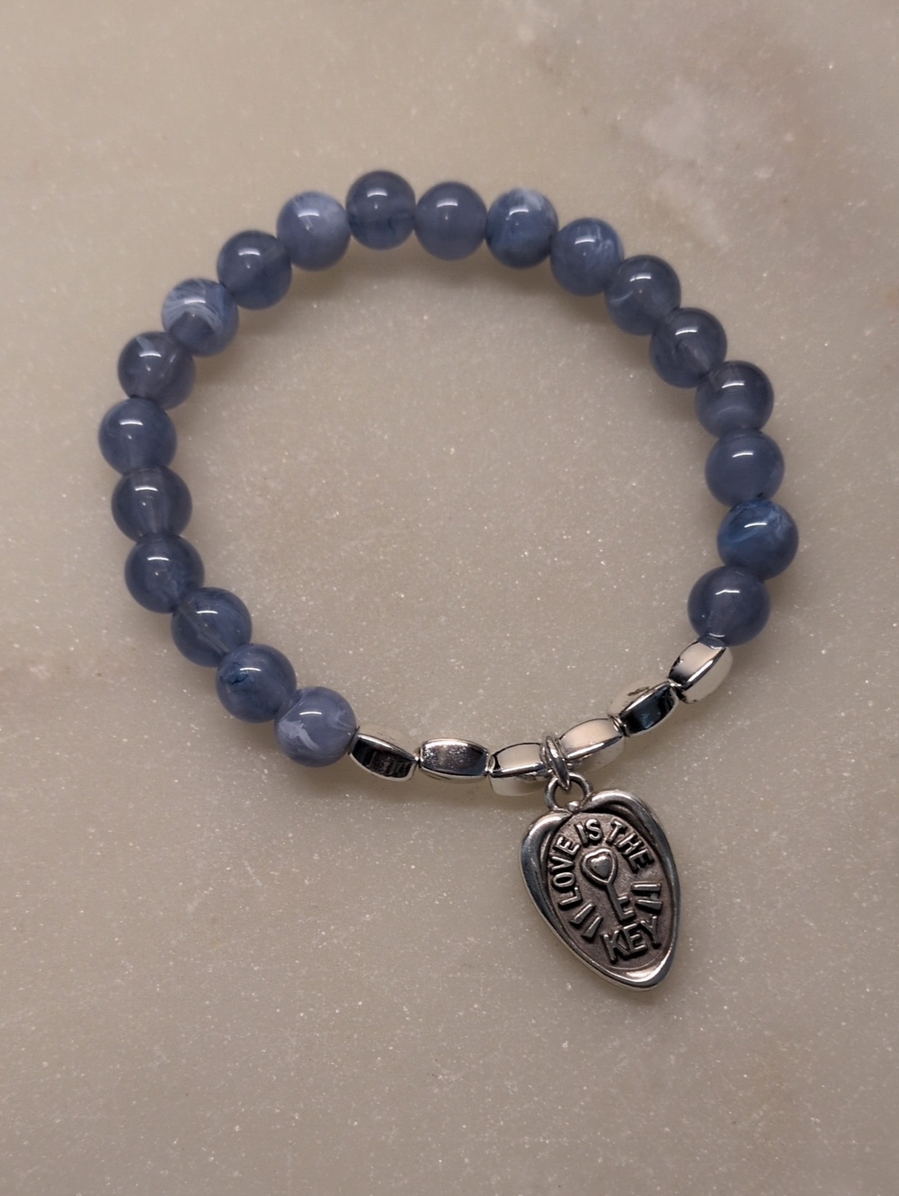 Sale!🔥 Brighton Stretch Blue Beaded Heart Charm Bracelet